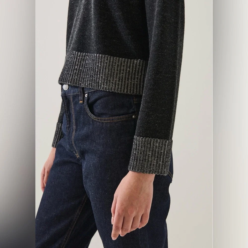 Patrick Assaraf Merino Plaited Cropped Crewneck - Picture 3 of 6